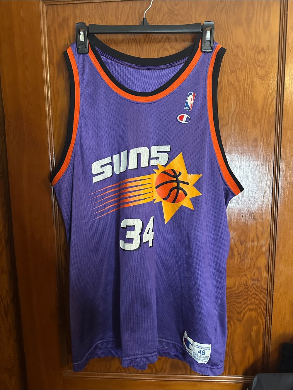VINTAGE PHOENIX SUNS CHARLES BARKLEY #34 CHAMPION BASKETBALLJERSEY SIZE 48 MENS